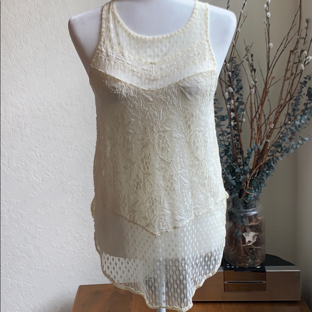 American eagle ivory lace tank summer bohemian layer
